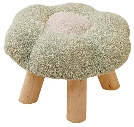 Wooden Flower Stool Ottoman with Padded Footrest and Tufted Cushion for Living Room Bedroom and Home Décor
