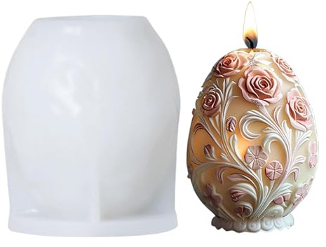 Easter Egg Mould Silicone, Flowers Egg Candle Moulds Easter Decorations, Chocolate Egg Mould, Easter Egg Crafts Resin Moulds for Spring Holiday Decor