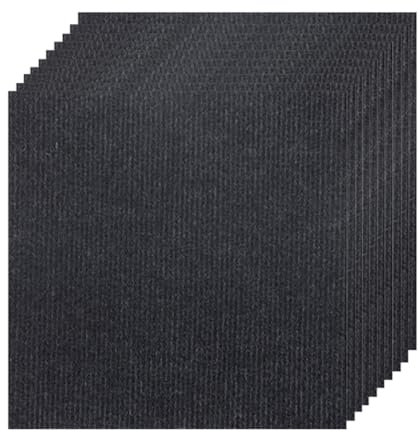 Fudaiki 10 Stück Einfarbig Teppichfliesen Selbstklebend Teppichfliesen Selbstliegend, Teppich Fliesen Teppich Selbstklebend Teppichfliesen Weich Auslegware Teppichboden Schwarz 30x30cm