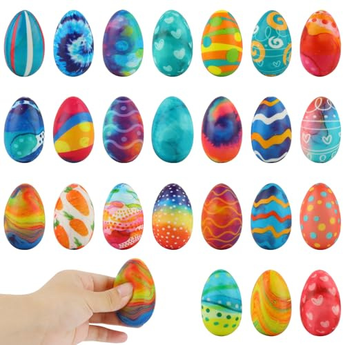 ACTOYS Ostern Ostereier Antistressball, 24 pcs, Stressball, Antistressball Ostereier, Anti Stress Bälle, für Ostergeschenke, Ostern Geschenke, Osterdeko (24 Bunte)