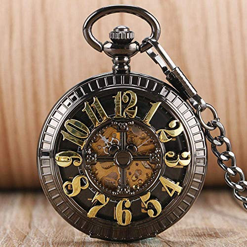 KWMAEEUID Mechanische Taschenuhr mit Kette, Taschenuhr, modisch, schöne arabische Zahlen, Taschenuhr, mechanische Automatikuhr, Herren-/Damen-Geschenk mit Kette