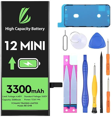 LL TRADER Akku für iPhone 12 Mini, 3300 mAh, Lithium-Ionen-Akku, hohe Kapazität, mit Reparaturwerkzeugen 2025