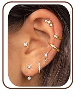 FIOROYAL 7 par örhängen guldset allergivänliga 14K förgyllda Huggie små kreoler örhängen för flera piercingar öra gyllene örhängen kvinnor dekorativa brosk smycken örhängen set guld/silver