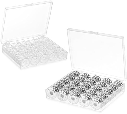 Cisyia 50 Stück Spulen Nähmaschine, Nähmaschinenspulen Nähmaschinen Spulen Unterfadenspulen Nähzubehör für Nähmaschine Nähspulen Zubehör für Die Meisten Nähmaschinen (Kunststoff, Metall)