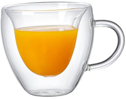 NobesOnbet Tazzine da caffè in Vetro a Forma di Cuore a Doppio Strato, tazzine da caffè a Forma di Cuore a Doppio Strato con Manico, tazzine da caffè individuali,280ML