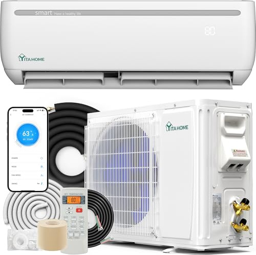 YITAHOME 24000 BTU Mini Split Air Conditioner Heat Pump System, Wifi Enabled 18.5 SEER2 208-230V Inverter Ductless AC Cool Up to 1500 Sq. Ft, Compatible with Alexa, Complete Installation Kit, White