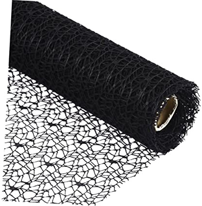 Rotolo di garza da appendere fai da te, rete jacquard dai colori vivaci per artigianato, nero, 40 cm per sfondo e decorazione di tende