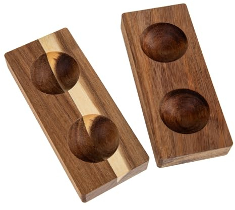 SMASOLO Porta Diseño o Seguros Mantiene Limpiar de Plano de Fácil en Huevos y de Madera Marrón, Set de 2 Piezas Cocina Nevera o Encimera