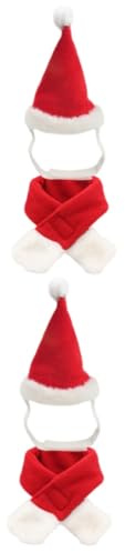 HEMOTON 2 Stück Weihnachtlicher Haustierhut mit Schal Weihnachtsmütze für Hunde und Katzen Festliches Kostümzubehör Weicher Langlebiger Gemütliches Design für Party und Feiertage