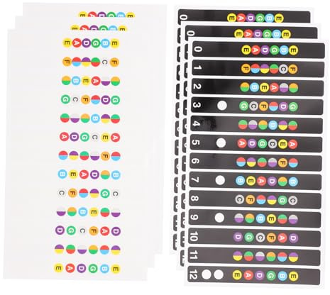 HANABASS 6 Stück Pvc Griffbrettnoten Aufkleber für Gitarre mit Leicht Klebendem Rückseitenpapier für Anfänger zum Einfachen Lernen der Gitarrenpositionen Zufällige Farbe