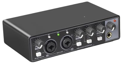 Audio Interface Sound Card 24bit/192kHZ USB AD Converter, Electric Guitar Live Recording Studio Singing, Podcast