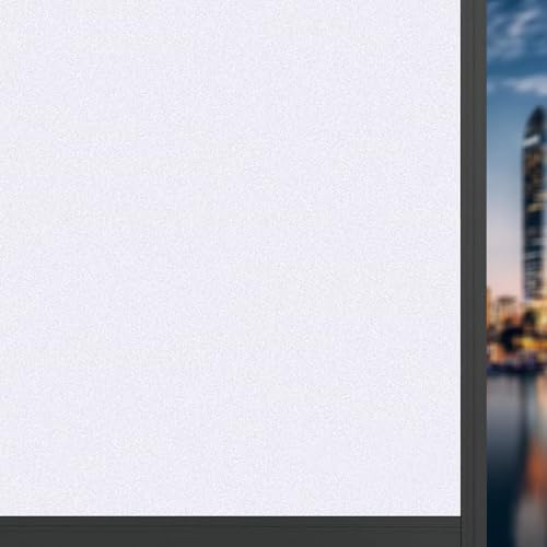 Pellicola per Vetri Finestre 35 x 220 cm Anti Uv, in Vetro Smerigliato, Rimovibile, Opaca, Riutilizzabile Privacy Pellicola Oscurante per Ufficio Bagno Camera, bianco opaco