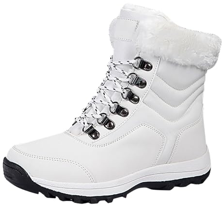 Generisch Stivali da neve lunghi in cotone mantengono caldi per le donne neve stivali lunghi al ginocchio stivali da donna, bianco, 38 EU