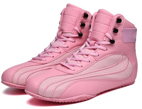 Unisex Botas Boxeo, Hombres Mujeres Calzado De Lucha Cómodo, Zapatillas Sneakers Muay Thai Kickboxing Sparring Boxers, Zapatos De Artes Marciales para Niños, Jóvenes Y Adultos (Pink,Numeric_41)