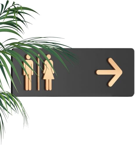 Carteles De Señalización Para Baños De Negocios | Señal Direccional Para Aseo En Material Acrílico - Señalización De Aseo Público | Para Uso En Hogar Oficina Áreas Públicas Restaurante