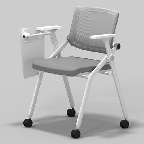 Fällbar Studentstol Ergonomisk Ryggstöd I Nät Med Armstöd Stapelbara Konferensstolar Med Hjul För Hemmakontoret Fällbara Stolar Med Ryggstöd(Grey,B)