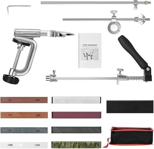 Affilacoltelli professionale a mano 8 pietre per affilare, utilizzabile su entrambi i lati, affilacoltelli con design girevole a 360° per la cucina domestica, affilatura di parti di precisione