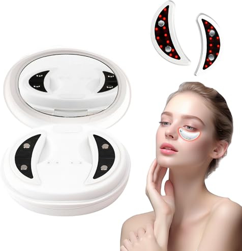 Augenmassagegerät mit Wärme & Vibration, Augenmassage Augenpads für Tränensäcke, Dunkle Ringe & Fältchen – Wiederaufladbare Elektrische Augenpads mit Rotlicht – Tragbares Eye Beauty Device