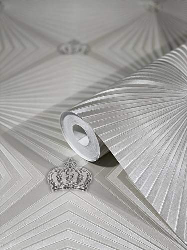 Papel Pintado Pared Color Perla con Motivos Geométricos - Colección Glööckler Imperial de Marburg - Habitación Matrimonio, Salón y Cocina - Fabricado en Alemania - 10,05 x 0,70m