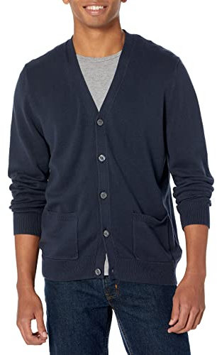 Amazon Essentials Men's Cardigan tröja i bomull, Marinblå, XL