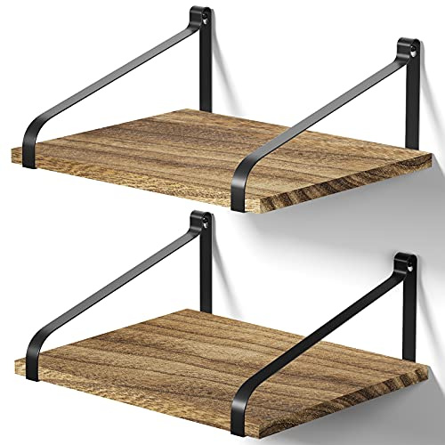Love-KANKEI Floating Shelves, Rustic Wall Shelves Set of 2