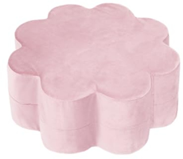 MISIOO Blume Pouf für Kinder - Sitzsack Kinder - Kinderzimmer Möbel – Samt Pouf aus Schaumstoff – Kindermöbel - Leicht zu Waschen – Licht und Elegant - 54 x 54 x 25 cm - Rosa