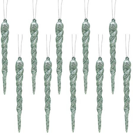 Christmas Concepts® 12cm Glitzereiszapfen-Dekorationen - Luxus-Christbaumschmuck (Minzgrün, Packung mit 10)