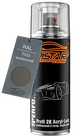 TRISTARcolor RAL 7022 Umbragrau seidenmatt 2K-Acryl-Lack Spraydose | Sprühdose 400 ml, schnelltrocknend