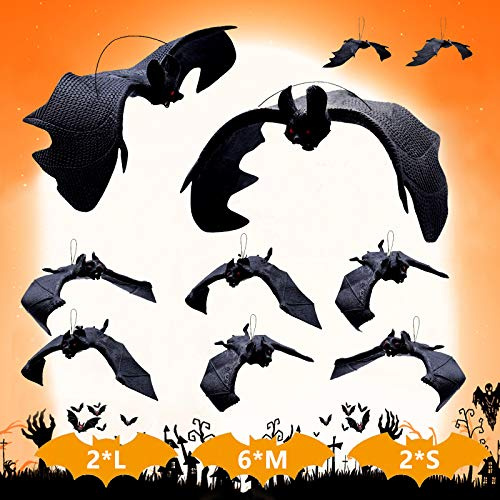 Supersfel Halloween Deko 10 Stück Halloween Fledermäuse Dekorationen Halloween Hängende Fledermaus 3D Fledermaus Spielzeug Niedlich Gruselig hängende Fledermause für Halloween Party Deko