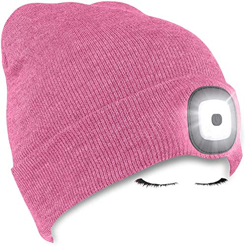 Morye LED Mütze mit Licht, Laufmütze Herren Damen Kappe Lampe USB Nachladbare 4 LED Scheinwerferkappe für Warm Cap mit LED Licht für Jogging,Camping,Angeln,Walking