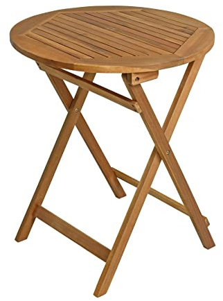 ESTEXO Table de balcon pliante en bois d'acacia Ø 60 cm Table d'appoint pliable Meubles de jardin