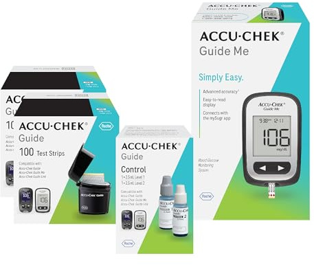 Accu-Chek Guide Me Glucose Monitor Kit for Diabetic Blood Sugar Testing: Guide Me Meter, 200 Guide Test Strips, and Control Solution