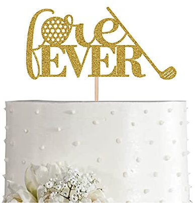 Gold Forever Golf Cake Topper For Wedding, glitter Sports Golfer Cake Topper Party Decoration