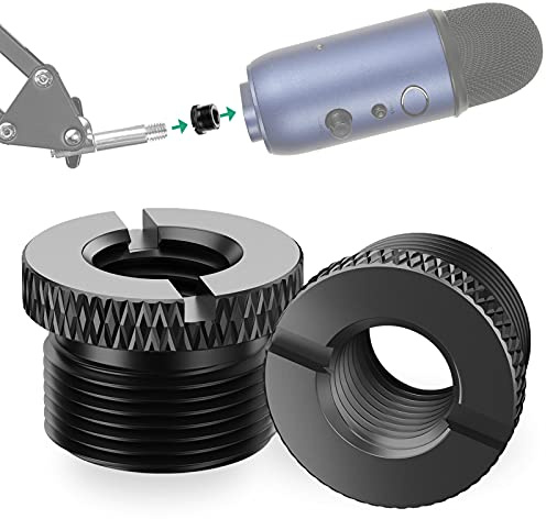Rigych Mic Stand Adapter 5/8 to 3/8 Slotted Blue Yeti Microphone Adapter 2 Pcs 5/8 Male to 3/8 Female Mic Screw for Blue Yeti X, Yeti Pro, Blue Snowball