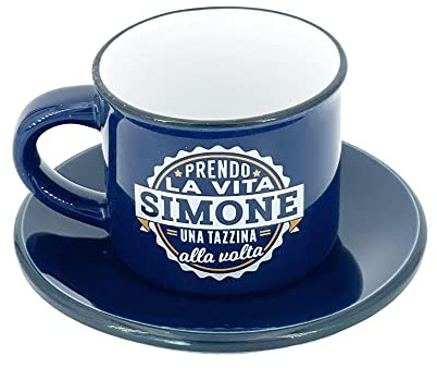 Tazzina da caffè in gres porcellanato personalizzata con piattino - Simone