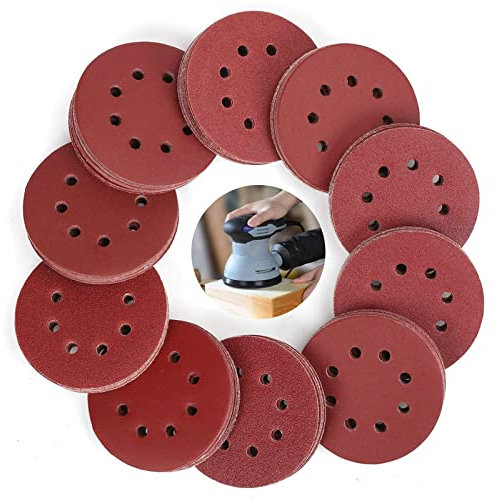 100PC Sanding Discs Pads, AEXIRI Hook and Loop 40 60 80 100 120 150 180 240 320 400 Mixed Grits 125mm/5 inch 8-Holes Sandpaper Sheet for Random Orbital Sander
