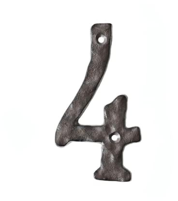 Hausnummern, 5,5 Zoll, rustikales Gusseisen, robust, für Hausadresse, gehämmerte Optik (4)