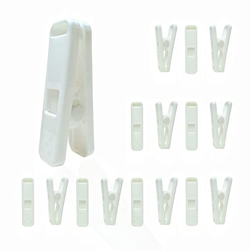 Strong Plastic Clothespins - 16 Pack Heavy Duty Laundry Clothes Pins, Non-Slip Pegs, Chip Clips, Hanger Clip, Rustless, Windproof, Heatproof - White