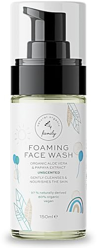 Detergente viso schiumogeno biologico per bambini, cura della pelle naturale per ragazze dai 3 ai 10 anni, detergente viso delicato per pelli secche e sensibili, sapone idratante esfoliante e non