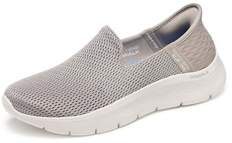 Skechers Women's Hands Free Slip-Ins Go Walk Flex-Relish Sneaker, Taupe/Blue, 6