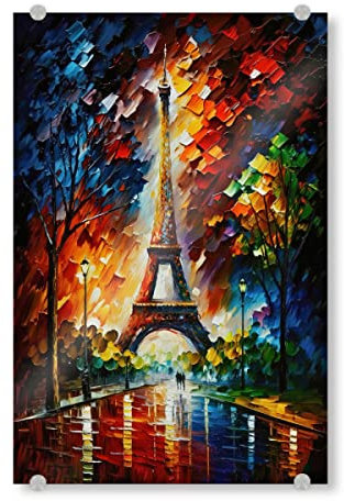 artboxONE Acrylglasbild 120x80 cm Städte/Paris Eifelturm im Buntem Paris - Bild Paris Beleuchtung buntes Bild