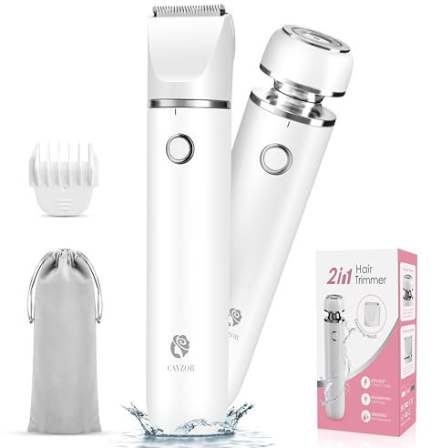 Cayzor Intimrasierer für Frauen - 2 in 1 Nass/Trocken Wasserdicht Rasierer Damen Intimbereich Kabellos und Schmerzlos Gesichtshaarentferner für Scham Gesicht Achselhöhlen Beine