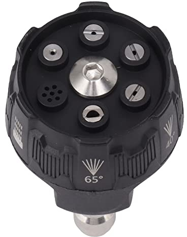 Tnfeeon Hochdruckreiniger-Sprühdüse, 6 in 1 Hochdruck Wasserdüse, Edelstahl, Regulierte Schnellwechsel-Power-Waschdüse (Schwarz)