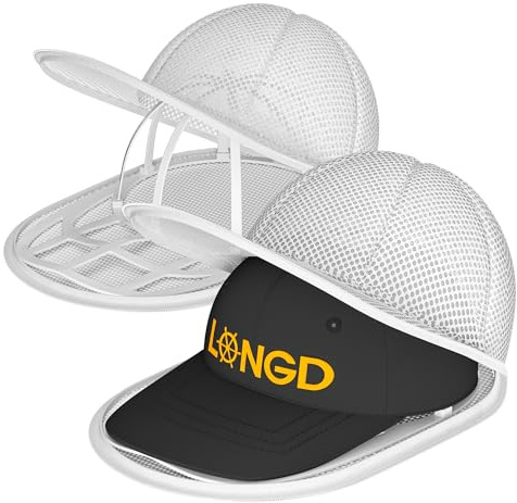 LONGD Waschkäfig für Baseballkappen, stabiler Rahmen, Wäscheschutz für Erwachsene/Kinder, maschinenfester Reiniger (2er-Pack)