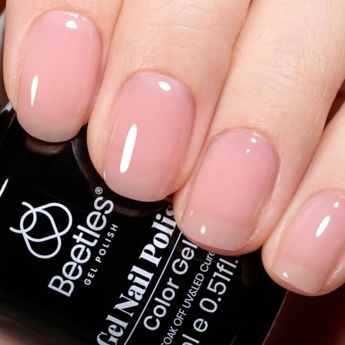 Beetles Gel Nagellack, 15 ml Nude Pink Gel Polish Jelly neutrale durchsichtige Frühlingsfarbe Soak-Off-LED-UV-Lampe DIY Nagelkunst Maniküre Design Salon zu Hause