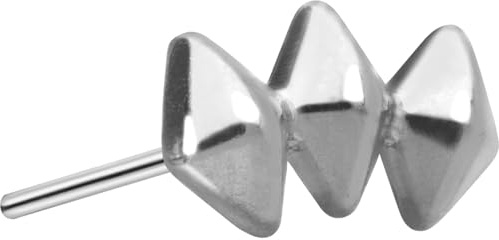 PIERCINGLINE Titan Aufsatz mit Push Pin 3 RAUTEN OHNE Labret Stecker Piercing Ohr Tragus Helix Conch Silberfarben
