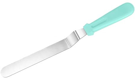 Spatule Coudée Pâtisserie Anglée - Palette en Acier Inoxydable 32 cm - Glaçage du Gâteau (Bleu)