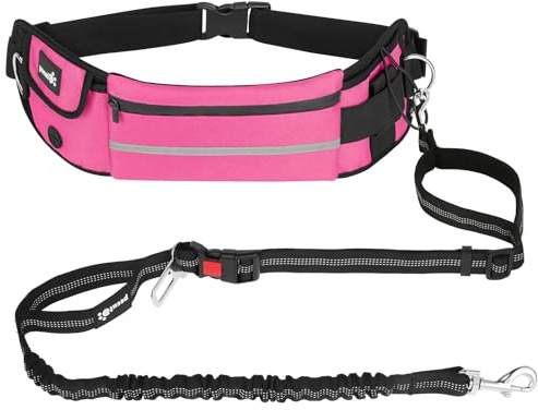 Pecute Laisse Canicross Chien,Laisse Mains Libres Chien,Ceinture Canicross Jusqu'à 100kg Absorption de Choc, Confortable, Couture Réfléchissante, Idéal pour Course à Pied, Jogging et Marche