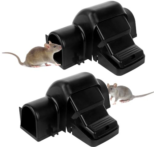LYPPUL 2PCS Rat Traps, Rat Traps That Kill Instantly, Humane Rat and Mouse Traps, One Click Set Up, Reusable Rat Catcher for Outdoors Indoors, Sensitive Rodent Trap, Child and Pet Friendly