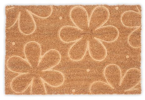 Relaxdays Paillasson en Coco, Tapis à Fleurs, 40 x 60 cm, antidérapant, résistant, pour intérieur et extérieur, Nature